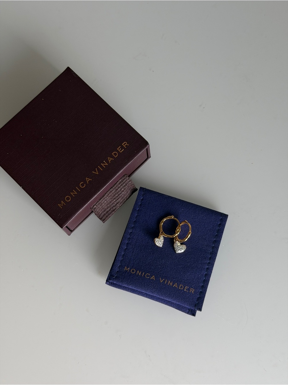 NWT Monica Vinader Heart Diamond Huggie Earring - Picture 2 of 3